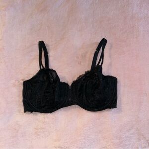 Auden black floral lace unlined balconette underwired bra 34DD